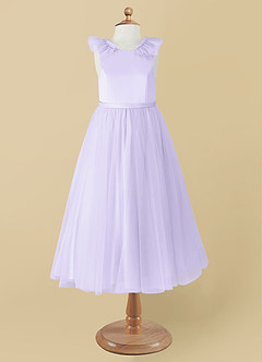 Azazie Dolly Flower Girl Dresses Lilac A-Line Bow Tulle Dress image7
