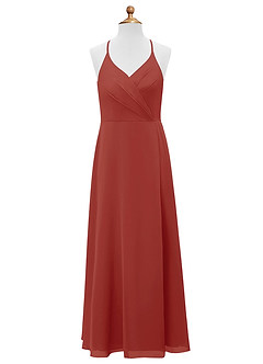 Azazie Davis Junior Terracotta A-Line Chiffon Dress image7