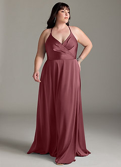 Azazie Davis Bridesmaid Dresses Desert Rose A-Line Pleated Stretch Satin Dress image7