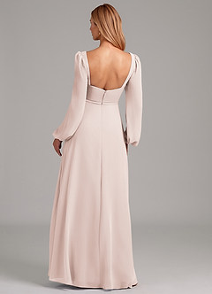 Azazie Simone Vestidos de damas de honor Vestido de Pétalo De Rosa de Gasa de Corte en A con Manga larga image2