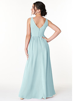 Azazie Sawyer Junior Sea Glass A-Line Pleated Chiffon Dress image2