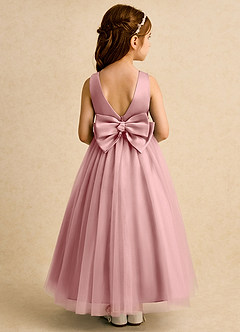 Azazie Lior Flower Girl Dresses Dusty Rose Ball-Gown Pleated Tulle Dress image5
