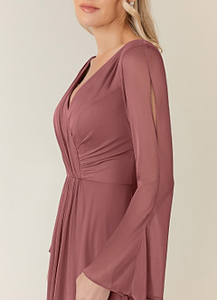 Azazie Teraso Kleider für die Brautmutter A-Linie Plissee Gittergewebe Kleid Wüstenrose image5