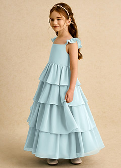 Azazie Boba Flower Girl Klänningar Klänning A-Line i Chiffong Fyrkantig halsringning image7