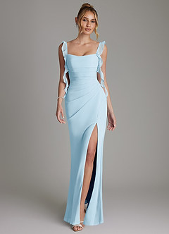 Azazie Jessamine Bridesmaid Dresses Sky Blue Mermaid Corset Chiffon Dress image1