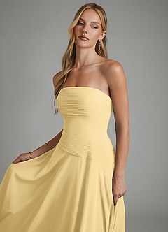 Azazie Layla Bridesmaid Dresses Butter A-Line Strapless Chiffon Dress image6