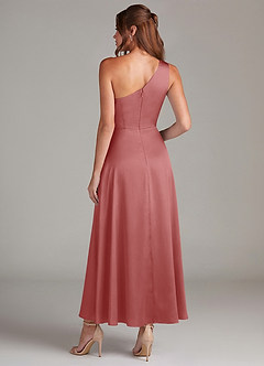 Azazie Brooke Suknie dla druhen Linia A Jedno ramię Satyna elastyczna Długość kostki Sukienka image7