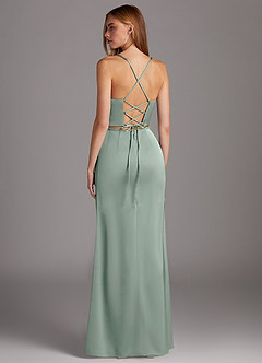 Azazie Brookelle Bridesmaid Dresses Agave Sheath Sweetheart Corset Stretch Satin Dress image3