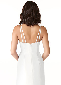 Azazie Leo Bridesmaid Dresses White Mermaid V-Neck Pleated Chiffon Dress image6