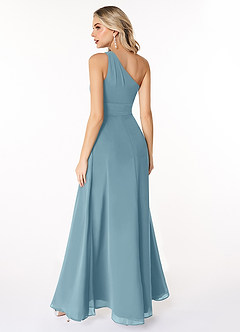 Azazie Dallas Bridesmaid Dresses Moody Blue A-Line One Shoulder Chiffon Dress image2