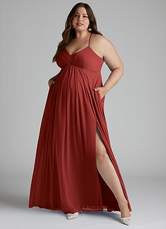 Azazie Annabelle Maternity Bridesmaid Dresses A-Line V-Neck Pleated Mesh Floor-Length Dress image9