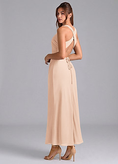 Azazie Evadne Brautjungfernkleider Etui Plissee Chiffon Kleid Englisches Rosa image2