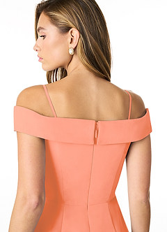 Azazie Lecia Vestidos de damas de honor Vestido de Atardecer de Gasa de Imperio Convertible con Plisado fuera del hombro image5