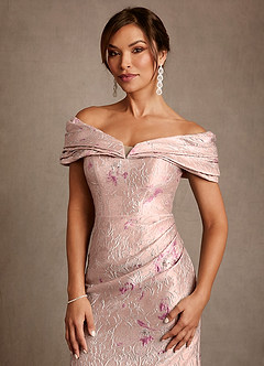 Azazie Adrian 신부의 어머니 드레스 쉬스 오프 더 숄더 플로럴 자카드 플로어 길이 드레스 image5