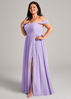 Azazie Calianna Bridesmaid Dresses Lilac A-Line Off the Shoulder Chiffon Convertible Dress image10