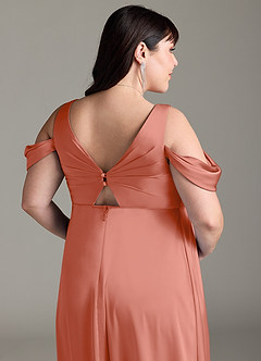 Azazie Rhea Robes de demoiselle d'honneur de maternité Robe Trapèze Épaule nue plissée Longueur ras du sol Satin extensible image13