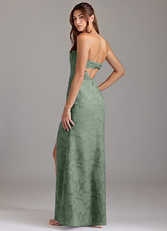 Azazie Leonis Bridesmaid Dresses Matcha Sheath Strapless Floral Burnout Convertible Dress image3