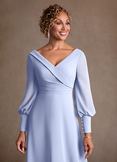 Azazie Paterson Kleider für die Brautmutter A-Linie Plissee Chiffon Kleid Eis image6