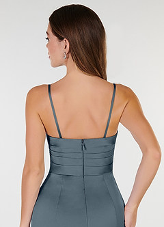 Azazie Yola Bridesmaid Dresses Twilight Sheath V-Neck Pleated Stretch Satin Convertible Dress image8