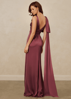 Christian Siriano Bridal for Azazie 1011 Bridesmaid Dresses Merlot Mermaid Bow Stretch Satin Dress image9