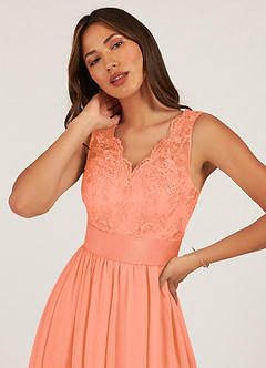Azazie Gertrude Bridesmaid Dresses Sunset A-Line Lace Chiffon Dress image6