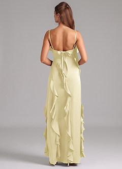 Azazie Malia Final Sale Dusty Blue A-Line Side Slit Stretch Satin Dress image6