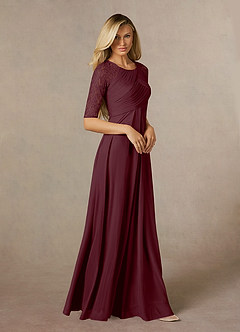 Azazie Raelyn Mère de la mariée Robes Robe Trapèze en Maille Dentelle Cabernet image6