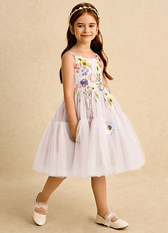 Azazie Osea Flower Girl Dresses Rose Petal Ball-Gown Pleated Tulle Dress image5