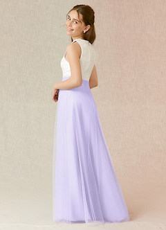 Azazie Albertine Junior Lilac A-Line Lace Chiffon Dress image2