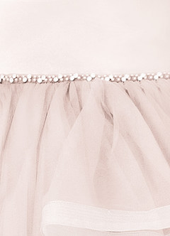 Azazie Sofia Robe Demoiselle D'honneur Fillette Robe Trapèze en Tulle Perlé Rose Pétale image4