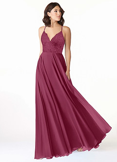 Azazie Sonya Bridesmaid Dresses A-Line V-Neck Lace Lace Floor-Length Dress image2