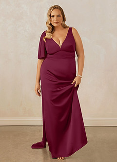 Christian Siriano Bridal for Azazie 1011 Bridesmaid Dresses Mulberry Mermaid Bow Stretch Satin Dress image16