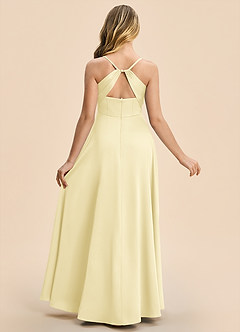 Azazie Gia Junior Robe Trapèze en Satin extensible Plissé Sorbet Citron image2