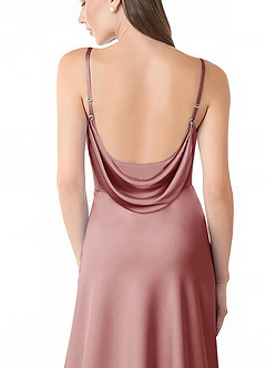 Azazie Alaija Robes de demoiselle d'honneur Robe Sirène en Satin extensible Fente Latérale Rose Poussiéreuse image6