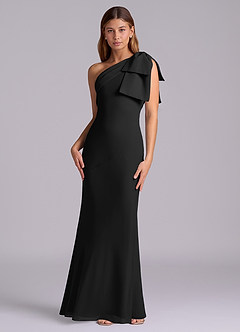 Azazie Yuanna Bridesmaid Dresses Black Mermaid One Shoulder Chiffon Dress image4