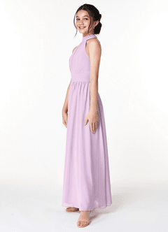 Azazie Iman Junior Frosted Lilac A-Line Pleated Chiffon Dress image5