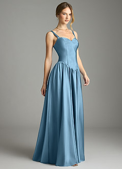 Azazie Evadina Suknie dla druhen Linia A Gorset Satyna elastyczna Do ziemi Sukienka image4