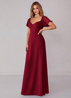 Azazie Fatima Bridesmaid Dresses Burgundy A-Line with Pockets Chiffon Dress image4