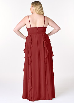 Azazie Peyton Bridesmaid Dresses Rust A-Line Ruched Chiffon Dress image8