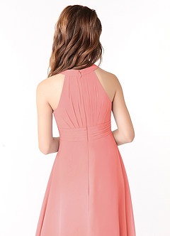 Azazie Linna Junior Coral A-Line Pleated Chiffon Dress image3