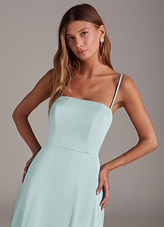 Azazie Wren Bridesmaid Dresses Mist A-Line Strapless Stretch Satin Convertible Dress image2