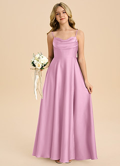 Azazie Bear Junior Candy Pink A-Line Sweetheart Neckline Stretch Satin Dress image7