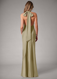 Azazie Velli Brautjungfernkleider Meerjungfrau-Linie Stretch-Satin Kleid Moosgrün image5