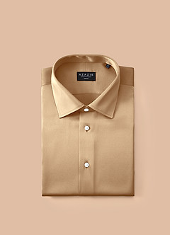 front Julian Champagne Stretch Satin Dress Shirt