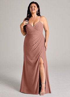 Azazie Maci Bridesmaid Dresses Cedar Rose Sheath Pleated Chiffon Dress image8