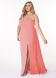 Azazie Everleigh Final Sale Coral A-Line Sweetheart Pleated Chiffon Dress image11