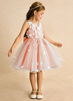 Azazie Junebug Flower Girl Dresses Ivory Sunset Ball-Gown Lace Tulle Dress image4