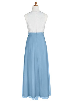 Azazie Albertine Junior A-Linie Spitze Chiffon Kleid Stahlblau image8