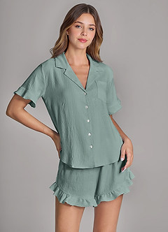 front Ruffled Cloud-Soft Pajama Set