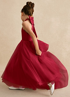 Azazie Bev Flower Girl Dresses Scarlet A-Line Convertible Tulle Dress image7
